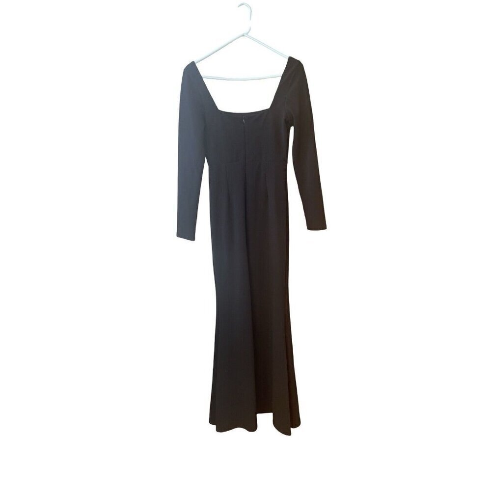 Lulus Infinitely Elegant Black Long Sleeve Maxi High slit Dress Gown size small - Picture 8 of 13